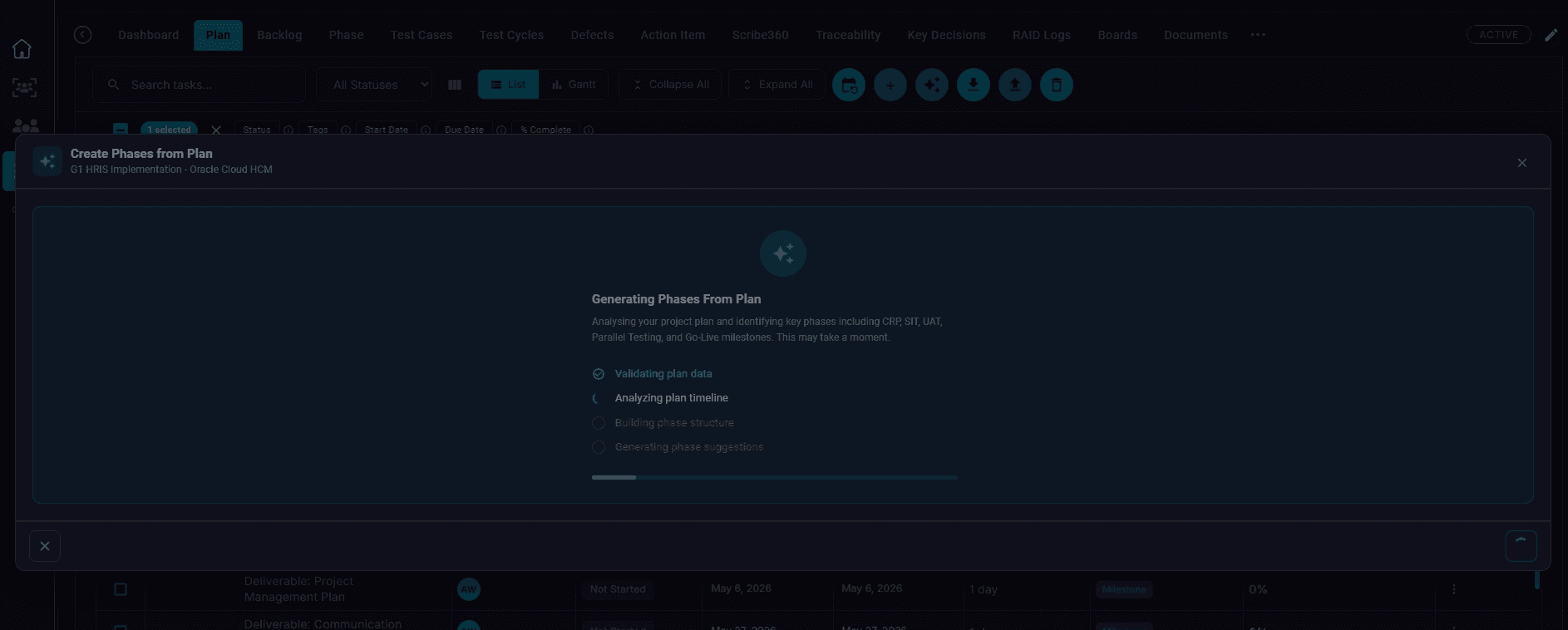 Wait while SaaSMap generates phase suggestions