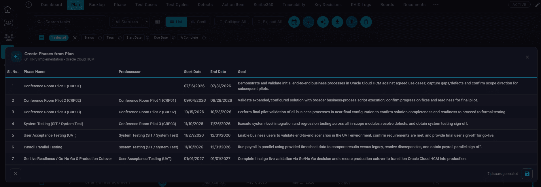 Review generated phase suggestions