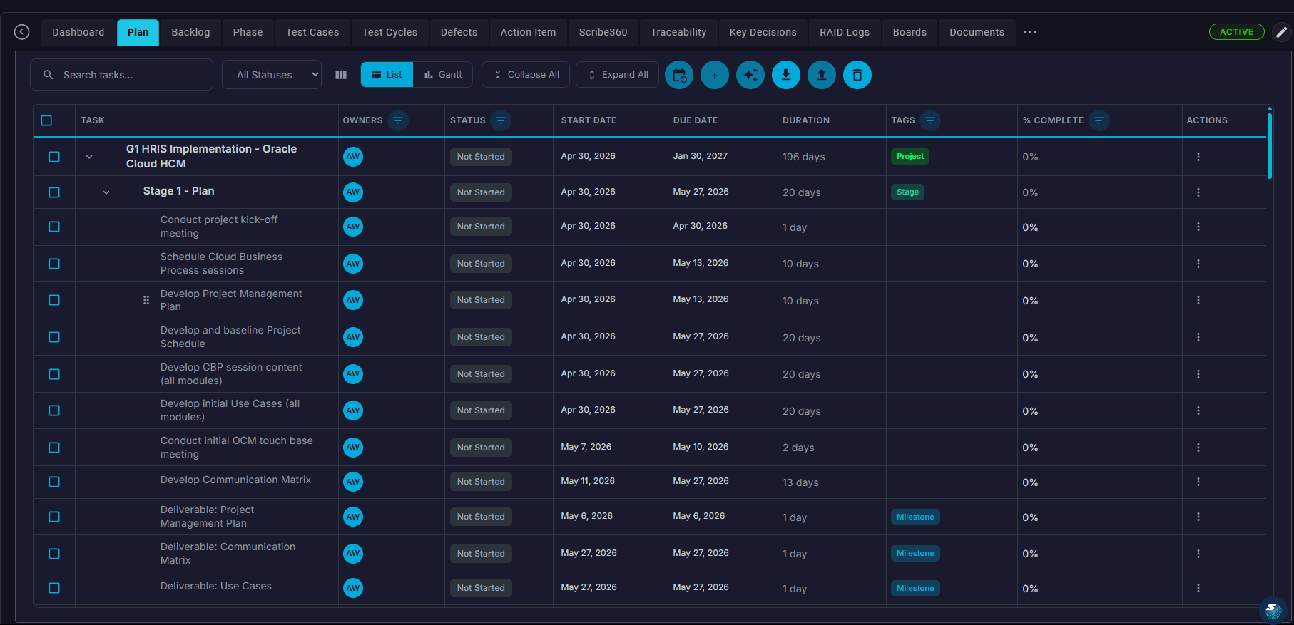 Build, Import, and Shift Your Project Plan