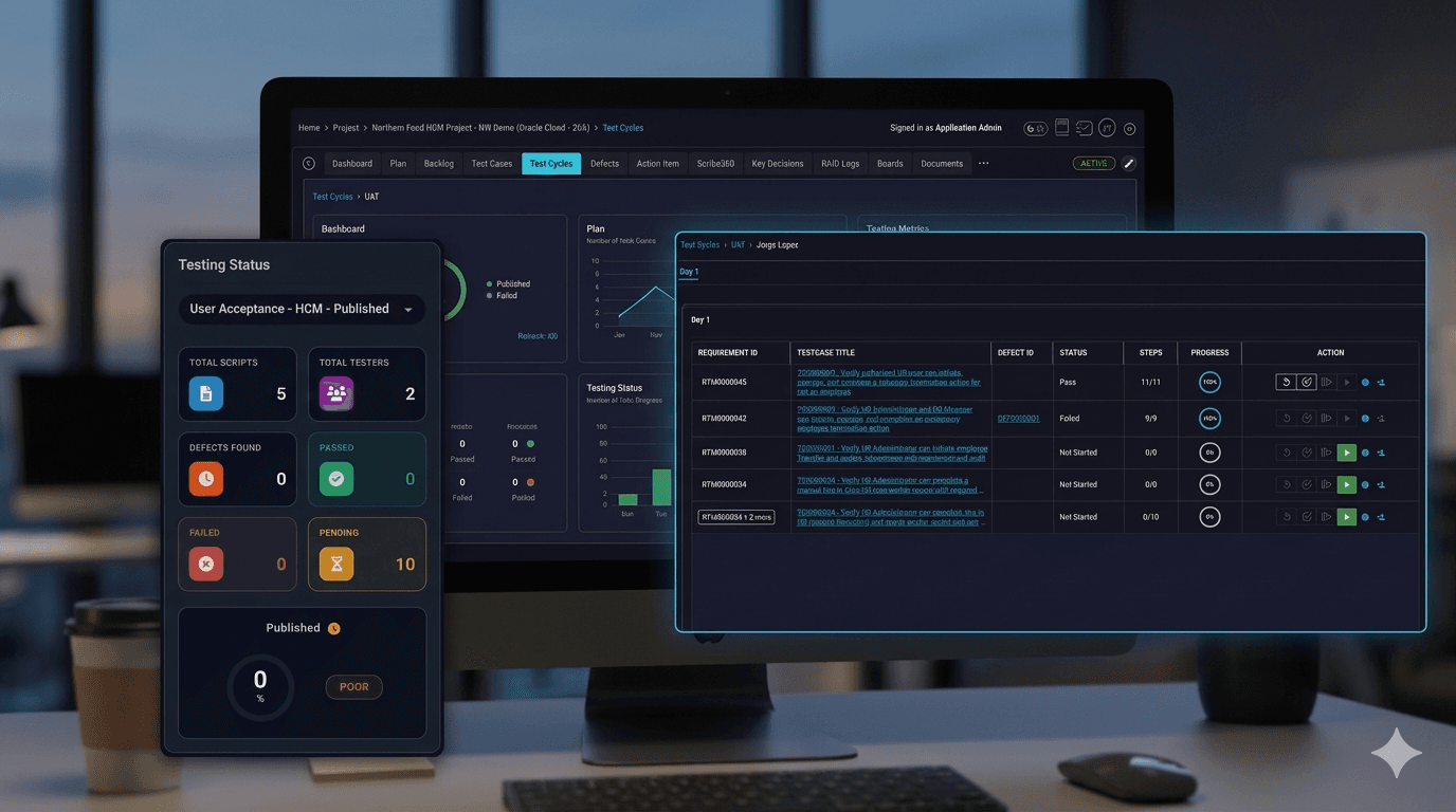 Testing and execution dashboard