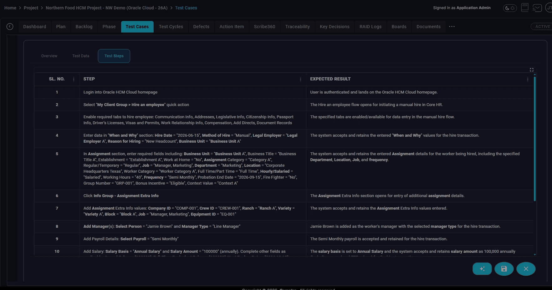 AI-assisted test case details