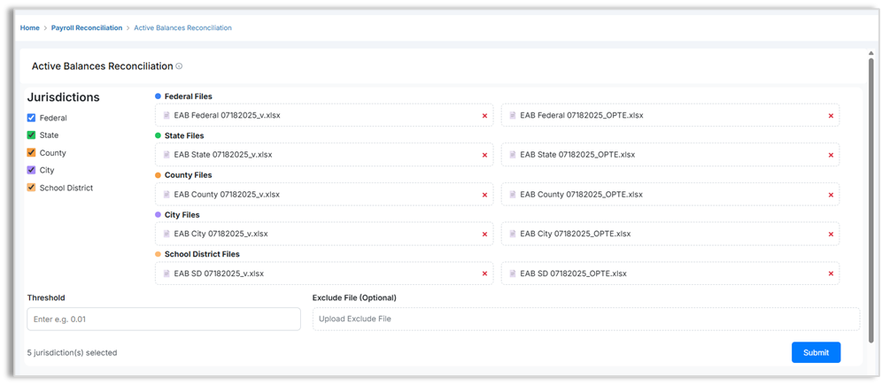 Active balance comparison across payroll components