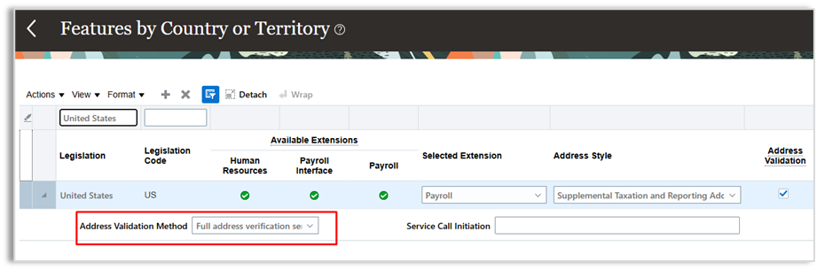 Oracle Manage Features by Country or Territory