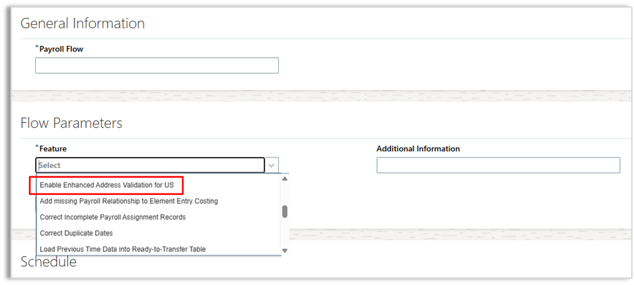 Oracle Run Feature Upgrade payroll flow search