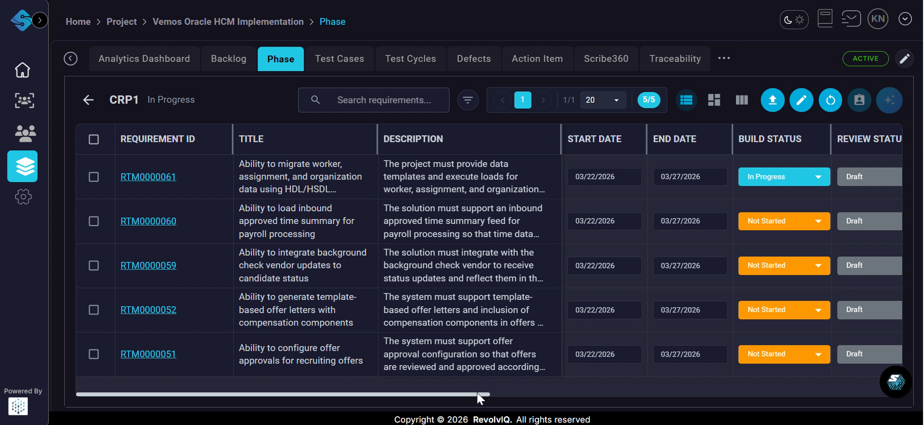 Build Status dropdown