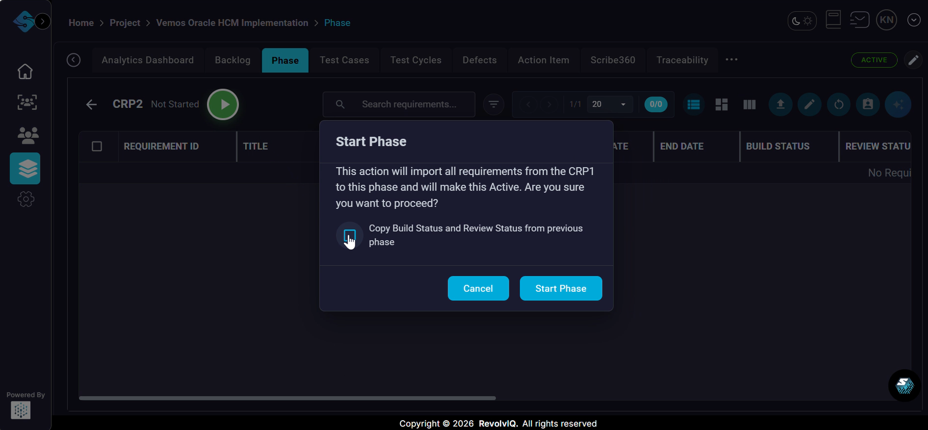 Copy requirements forward