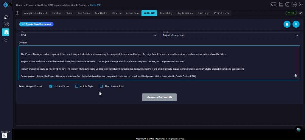 Create document with content