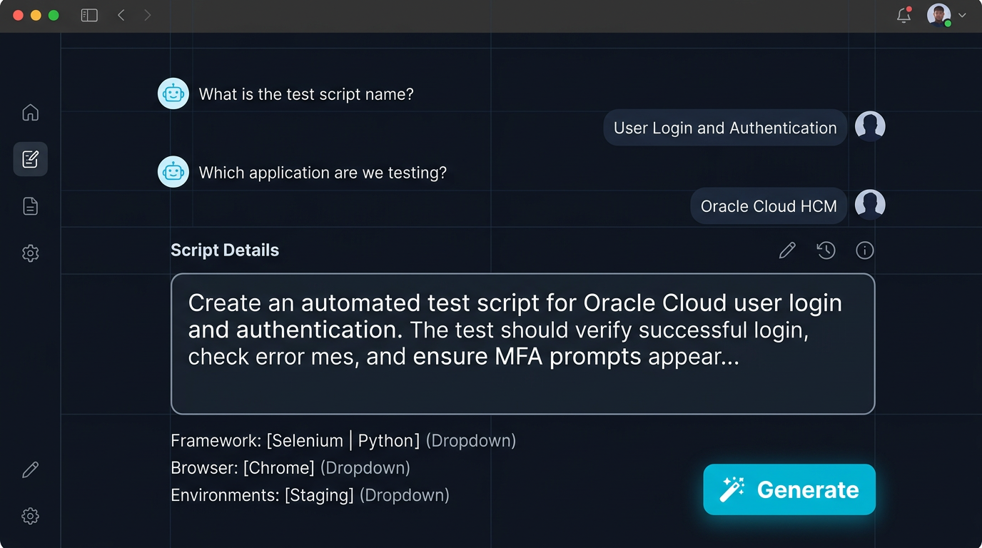 Generate test script