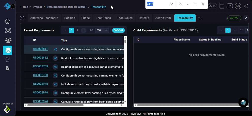 Select parent requirement