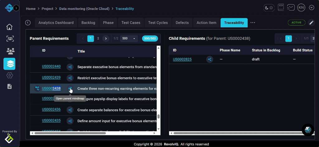 Child Requirements pane